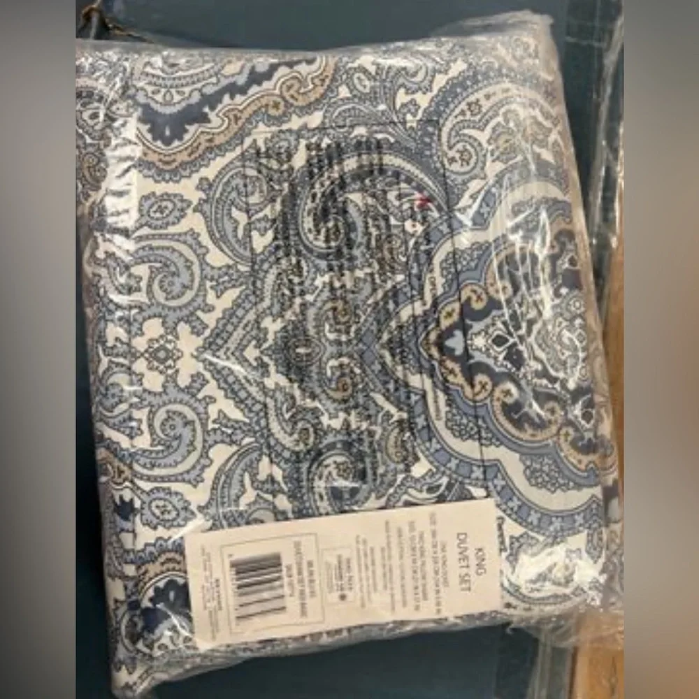 Carson Carrington Harstad Blue Cotton 3-piece Duvet Cover Set King